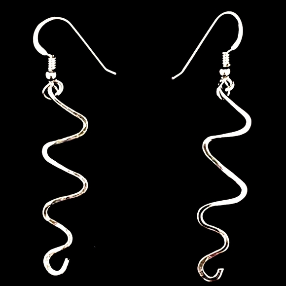 🎄 Christmas Gift Idea — Squiggly Beaded Earrings – Sterling Silver French Hook - Picture 2 of 2